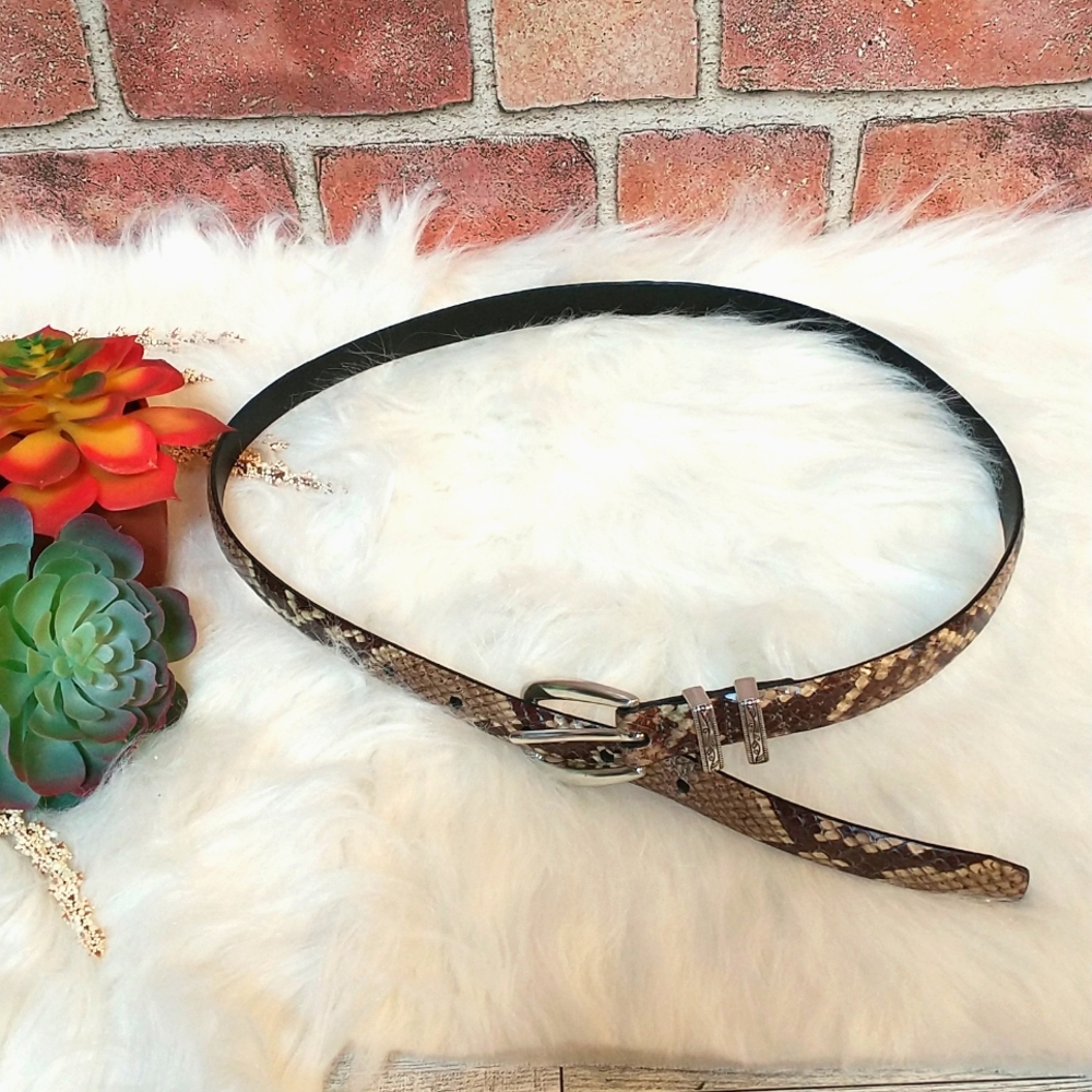 Brighton C3618 Snake Skin Belt With Decorative Silver Buckle & Hardware